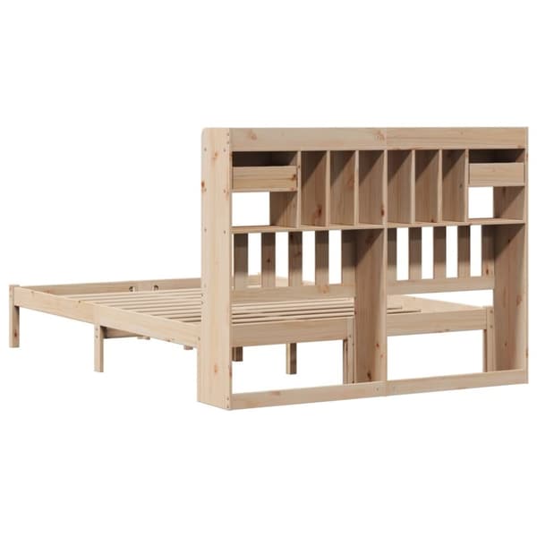 vidaXL Seng med bokhylle uten madrass 140x200 cm heltre furu