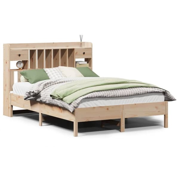vidaXL seng med reol uden madras 135x190 cm massivt fyrretræ
