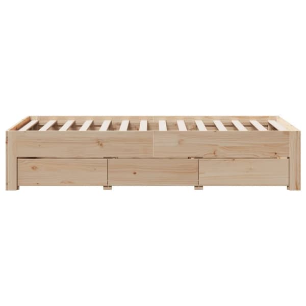 vidaXL Sängynrunko ilman patjaa laatikoilla 90x200 cm täysi mänty