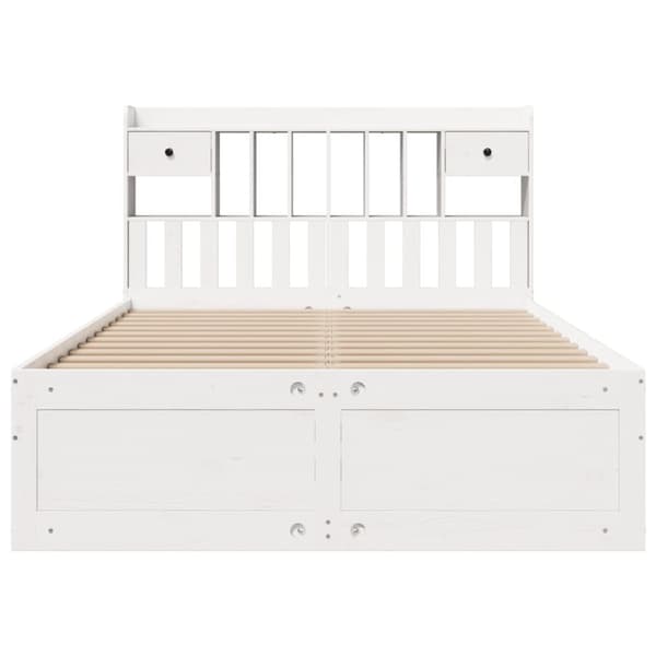 vidaXL Seng med bokhylle uten madrass hvit 150x200 cm heltre furu