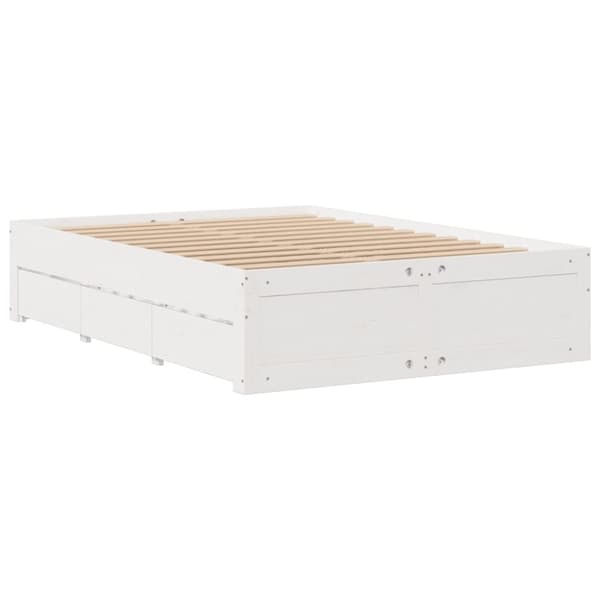 vidaXL Seng med bokhylle uten madrass hvit 150x200 cm heltre furu