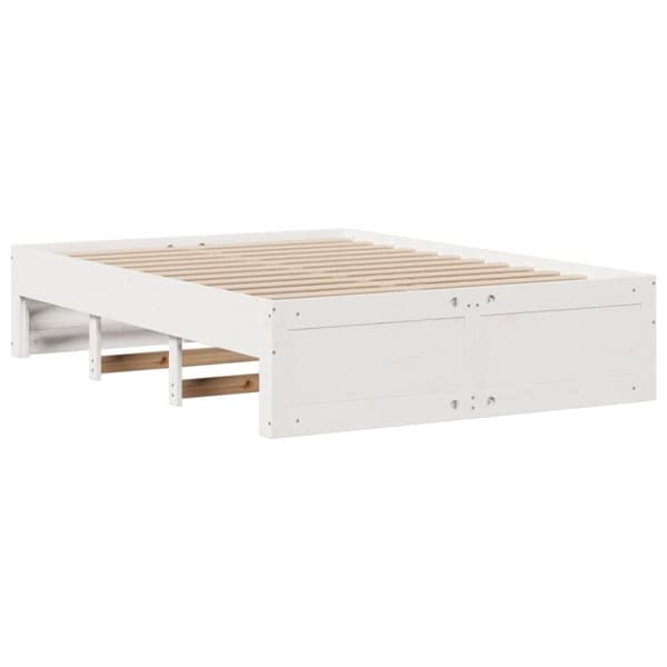 vidaXL Seng med bokhylle uten madrass hvit 150x200 cm heltre furu