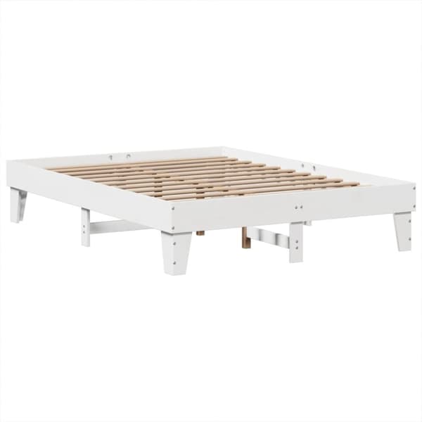 vidaXL sengeramme uden madras 140x200 cm massivt fyrretræ hvid