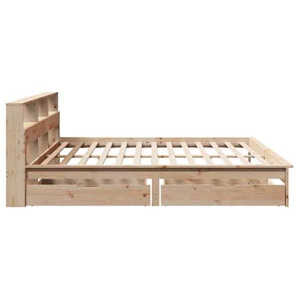 vidaXL Seng med bokhylle uten madrass 200x200 cm heltre furu