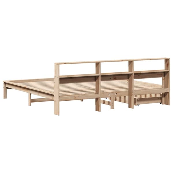 vidaXL Seng med bokhylle uten madrass 200x200 cm heltre furu