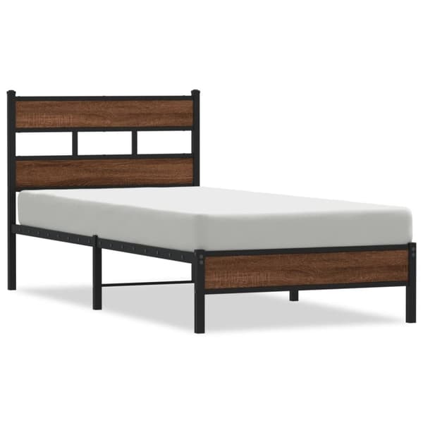 vidaXL Sängynrunko ilman patjaa ruskea tammi 90x200 cm tekninen puu