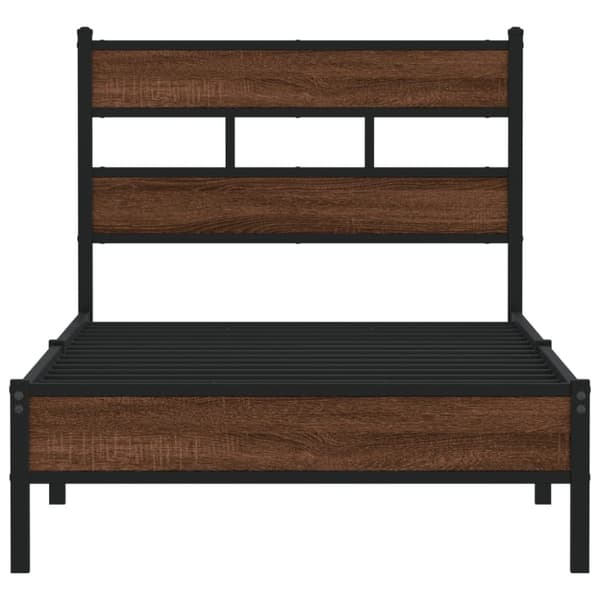 vidaXL Sängynrunko ilman patjaa ruskea tammi 90x200 cm tekninen puu