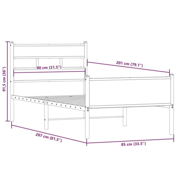 vidaXL sengeramme 80x200 cm uden madras konstrueret træ røget eg