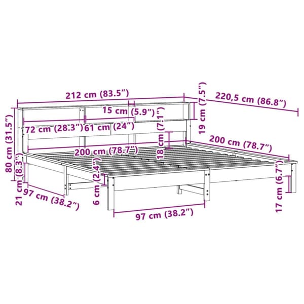 vidaXL sengeramme uden madras 200x200 cm massivt fyrretræ