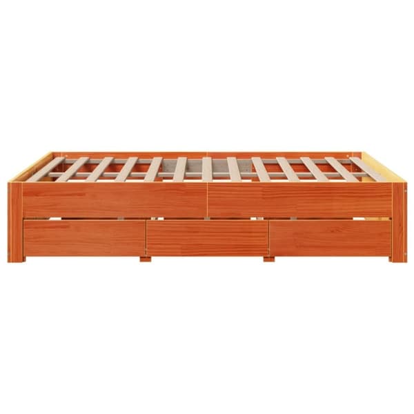 vidaXL Sengeramme uten madrass med skuffer brun 150x200 cm heltre furu