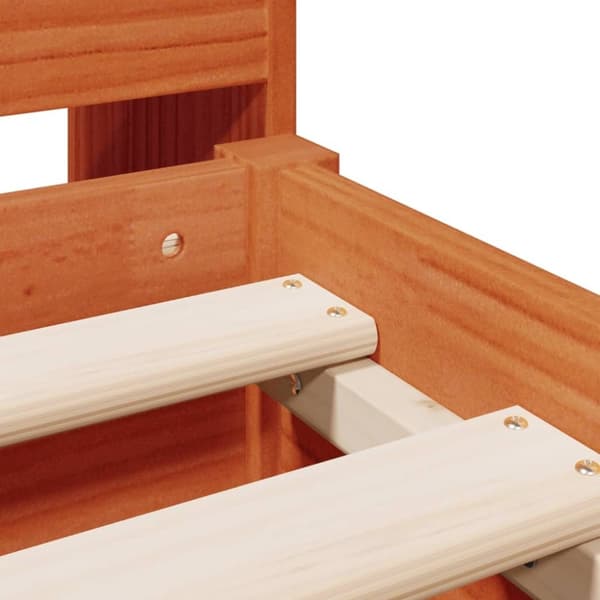 vidaXL Seng med bokhylle uten madrass voksbrun 120x190 cm heltre furu