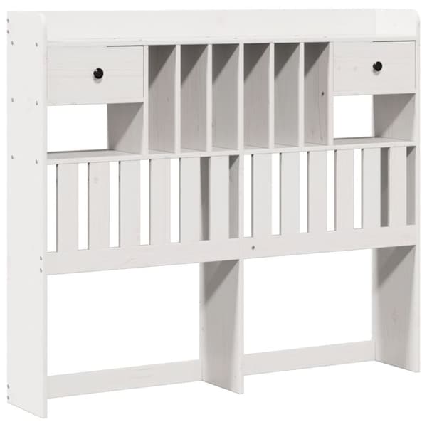 vidaXL Seng med bokhylle uten madrass hvit 135x190 cm heltre furu