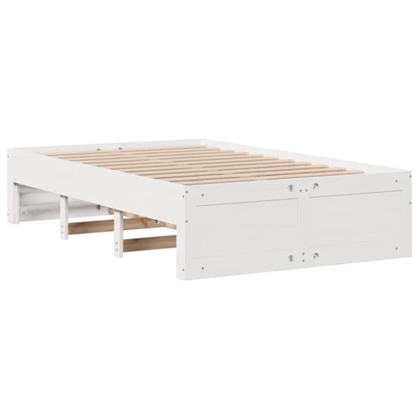 vidaXL Seng med bokhylle uten madrass hvit 135x190 cm heltre furu