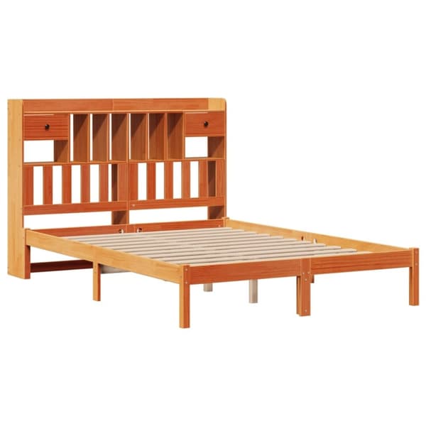 vidaXL seng med reol uden madras 140x200cm massivt fyrretræ gyldenbrun