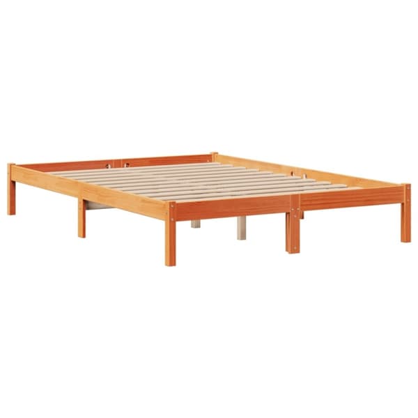 vidaXL seng med reol uden madras 140x200cm massivt fyrretræ gyldenbrun