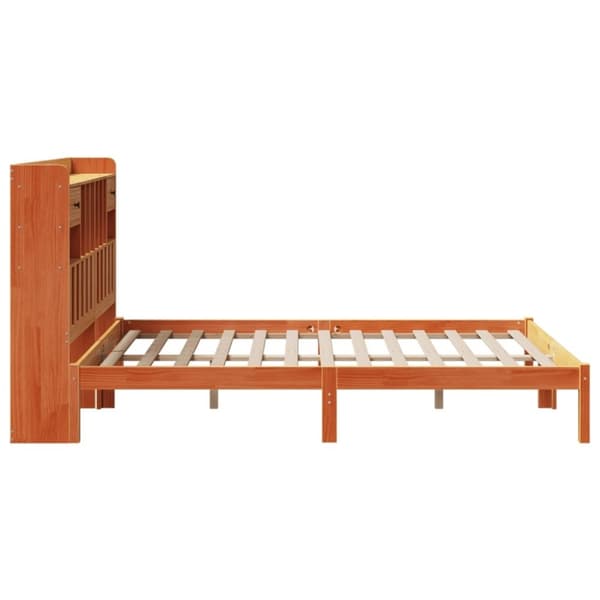 vidaXL seng med reol uden madras 140x200cm massivt fyrretræ gyldenbrun