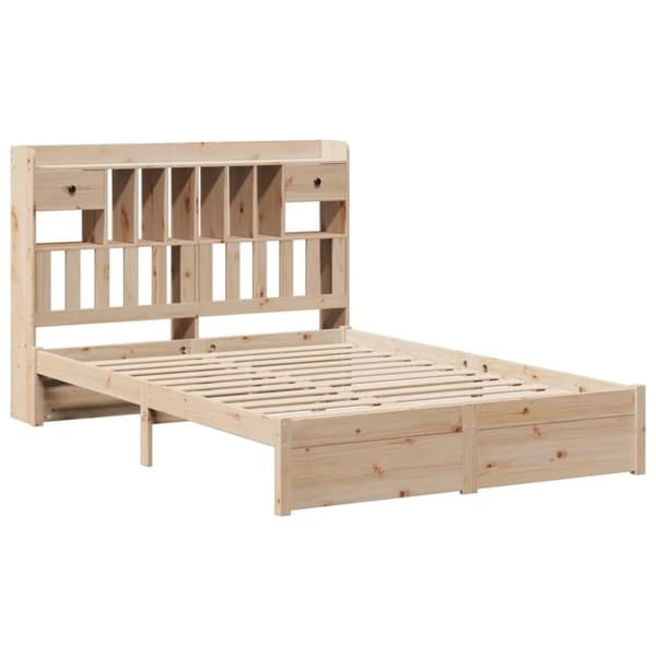 vidaXL Seng med bokhylle uten madrass 140x200 cm heltre furu