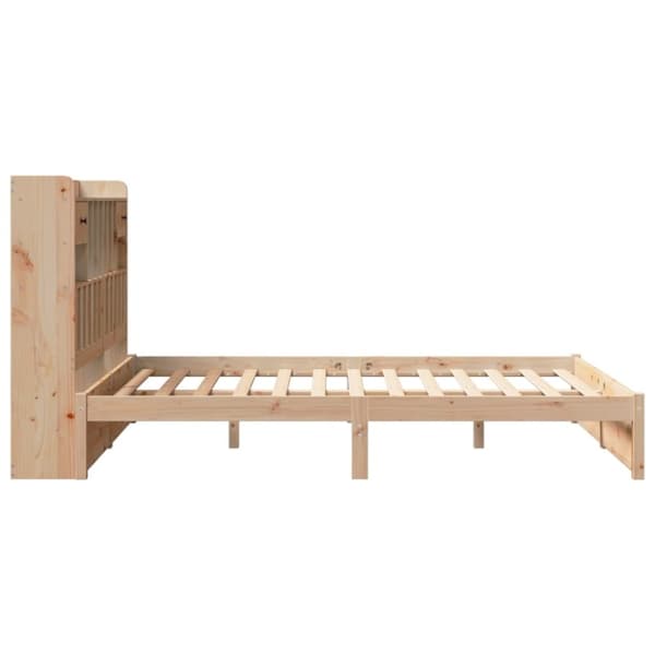 vidaXL Seng med bokhylle uten madrass 140x200 cm heltre furu