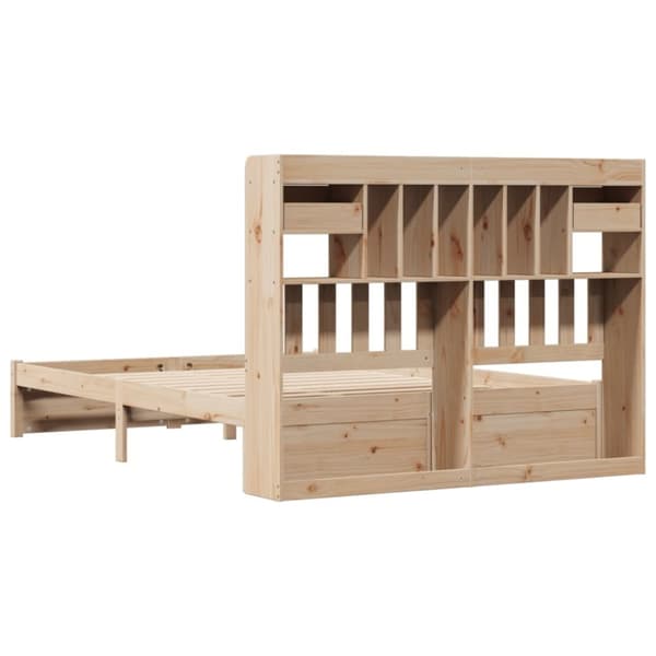 vidaXL Seng med bokhylle uten madrass 140x200 cm heltre furu