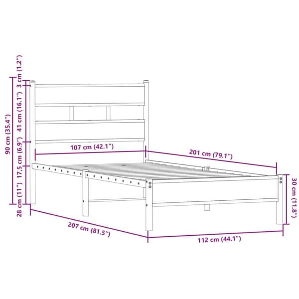 vidaXL sengeramme m. sengegavl 107x203 cm uden madras sonoma-eg