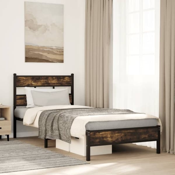 vidaXL sengeramme m. sengegavl 107x203 cm uden madras sonoma-eg