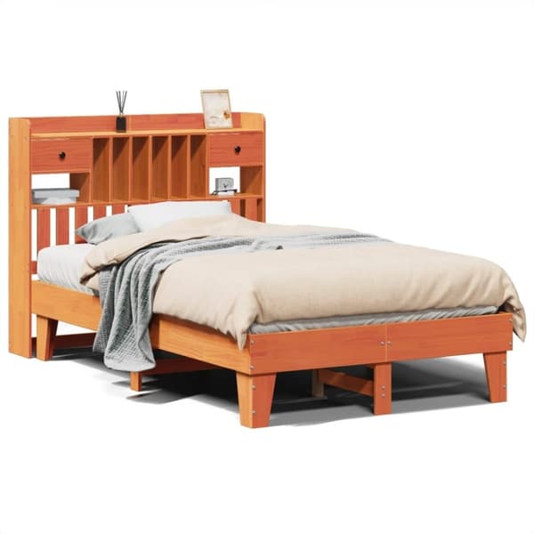 vidaXL Sengeramme uten madrass brun 135x190 cm heltre furu