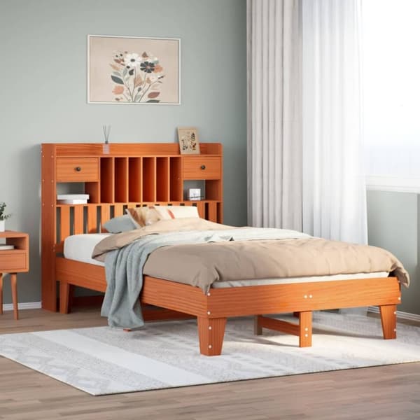 vidaXL Sengeramme uten madrass brun 135x190 cm heltre furu