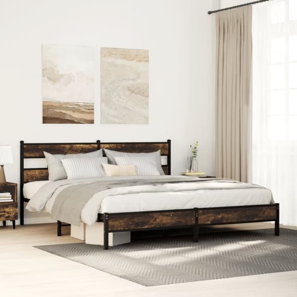 vidaXL sengeramme uden madras 193x203 cm metal røget egetræsfarve