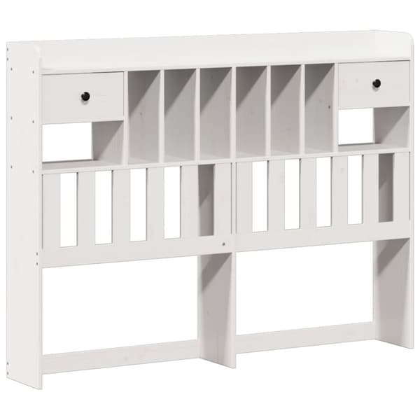 vidaXL Seng med bokhylle uten madrass hvit 135x190 cm heltre furu