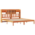 Miniatyrbilde 4 av 11: vidaXL Seng med bokhylle uten madrass voksbrun 200x200 cm heltre furu