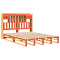 Miniatyrbilde 4 av 11: vidaXL Seng med bokhylle uten madrass voksbrun 150x200 cm heltre furu