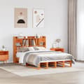 Miniatyrbilde 2 av 11: vidaXL Seng med bokhylle uten madrass voksbrun 150x200 cm heltre furu