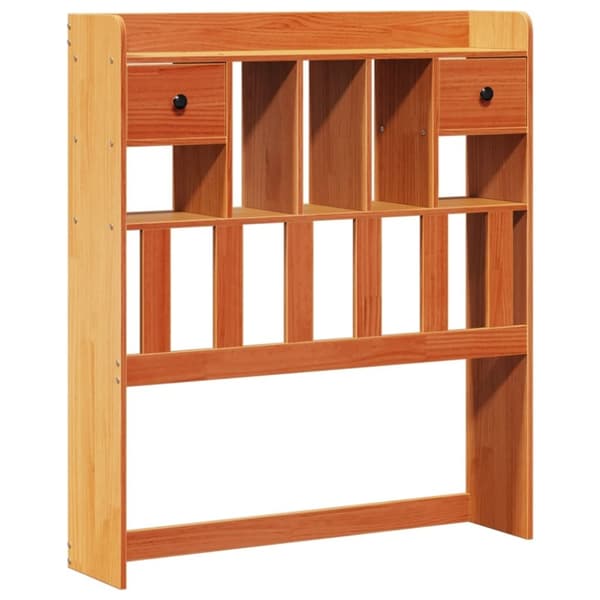vidaXL Seng med bokhylle uten madrass voksbrun 90x190 cm heltre furu