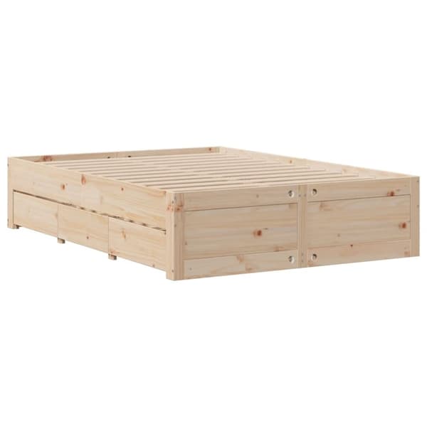 vidaXL sengeramme uden madras med skuffer 160x200 cm massivt fyrretræ