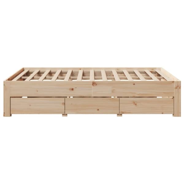 vidaXL sengeramme uden madras med skuffer 160x200 cm massivt fyrretræ