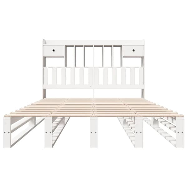vidaXL Seng med bokhylle uten madrass hvit 140x190 cm heltre furu