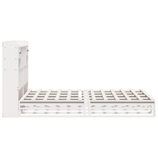 vidaXL Seng med bokhylle uten madrass hvit 140x190 cm heltre furu