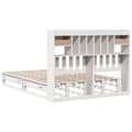 Miniatyrbilde 9 av 11: vidaXL Seng med bokhylle uten madrass hvit 140x190 cm heltre furu