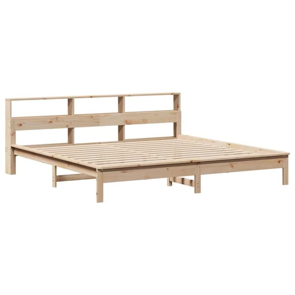 vidaXL Sänky kirjahyllyllä ilman patjaa 200x200 cm täysi mänty