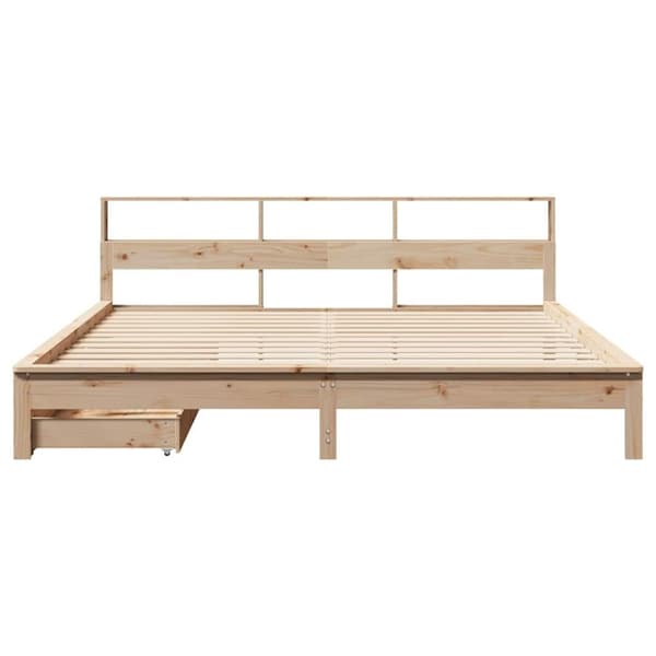 vidaXL Sänky kirjahyllyllä ilman patjaa 200x200 cm täysi mänty