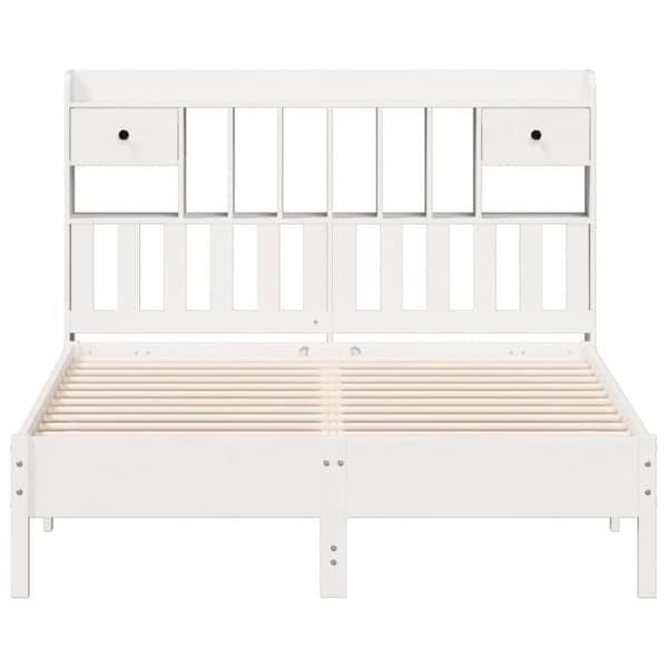 vidaXL Seng med bokhylle uten madrass hvit 160x200 cm heltre furu