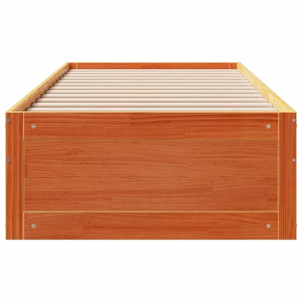 vidaXL Sängynrunko ei patjaa laatikoilla ruskea 90x190 cm täysi mänty