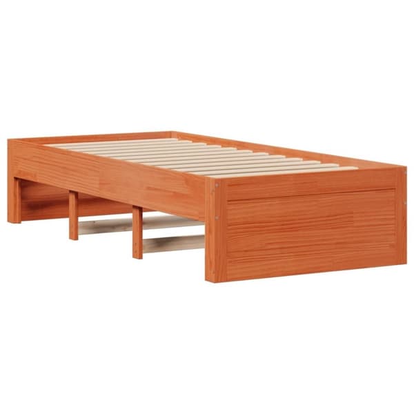 vidaXL Sängynrunko ei patjaa laatikoilla ruskea 90x190 cm täysi mänty