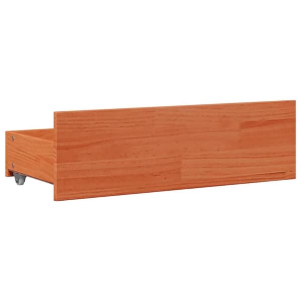 vidaXL Sängynrunko ei patjaa laatikoilla ruskea 90x190 cm täysi mänty