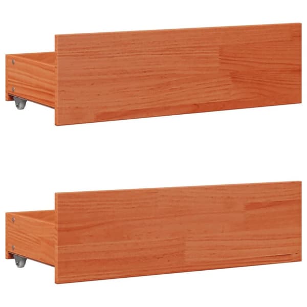 vidaXL Sängynrunko ei patjaa laatikoilla ruskea 90x190 cm täysi mänty