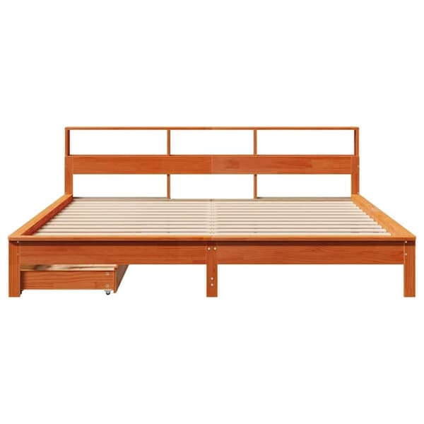 vidaXL seng med reol uden madras 180x200cm massivt fyrretræ gyldenbrun