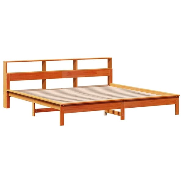 vidaXL seng med reol uden madras 180x200cm massivt fyrretræ gyldenbrun