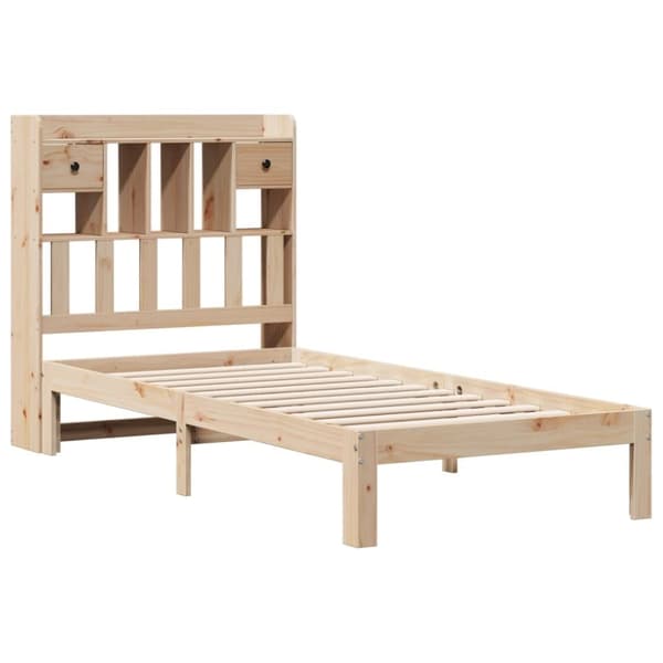 vidaXL Sänky kirjahyllyllä ilman patjaa 75x190 cm täysi mänty