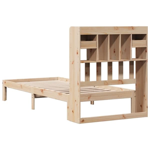 vidaXL Sänky kirjahyllyllä ilman patjaa 75x190 cm täysi mänty