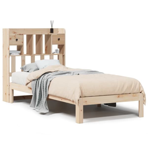 vidaXL Sänky kirjahyllyllä ilman patjaa 75x190 cm täysi mänty